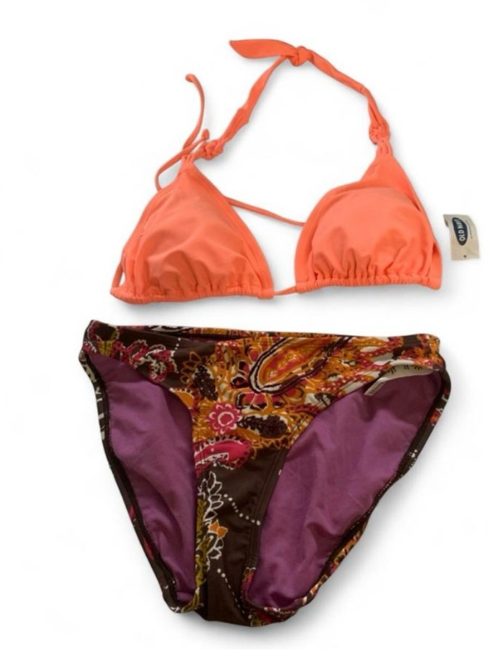 💕 Orange bikini floral print size small summer cruise vacation swimsuit